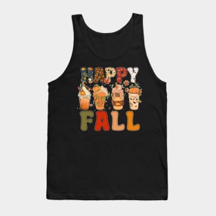 Happy Fall Y'all Autumn Halloween Pumpkin Spice Latte Tank Top